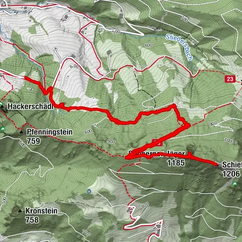 Schieferstein H1.206 u Stoanana Jaga H1.185, aufi2Std, HM654, km9, 23.06.2026