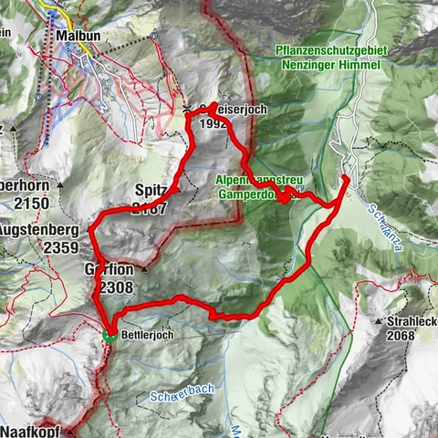 Nenzinger Himmel 3/3: Nenzinger Himmel - Pfälzer Hütte - Augustenberg - Sareiserjoch - Nenzinger Himmel