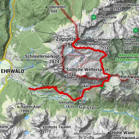 Ehrwald Talstation -> Zugspitze Gipfel