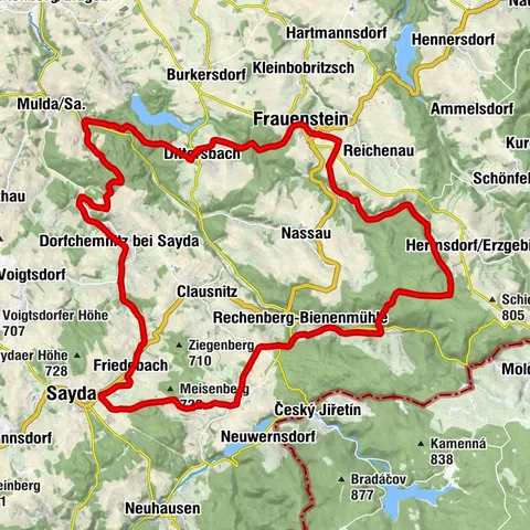 Blockline Loop 2: Holzhau » Frauenstein » Blockhausen » Kreuztanne »  Holzhau