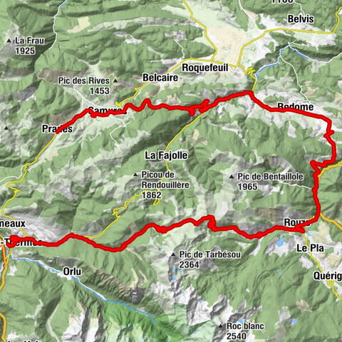 Cyclosport-Strecke 11 - Die Radtour durch Ariège - Etappe 4: von Prades nach Ax-les-Thermes