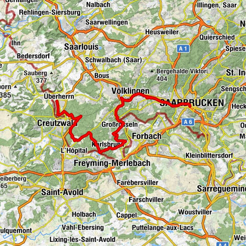 Saarland-Radweg "Etappe 7  Von Überherrn nach Saarbrücken"