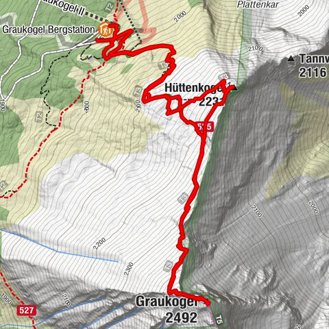 Hüttenkogel - Graukogel von der Bergstation