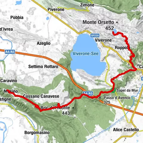 Alta Via dell'Anfiteatro Morenico di Ivrea: Etappe 2 Lago di Bertignano - Castello di Masino