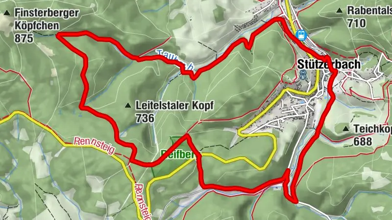 Wanderweg - Terrainkurweg TK5 - Westring- Stützerbach - Thüringer Wald