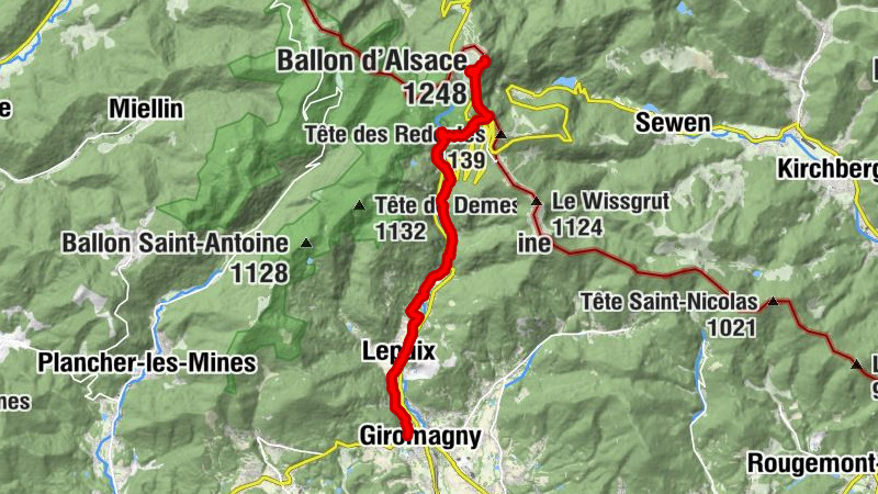 Überquerung der Vogesen - Ballon d'Alsace - Giromagny