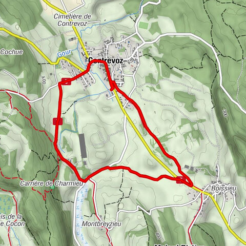 Parcours trail de Contrevoz : circuit vert 5 km