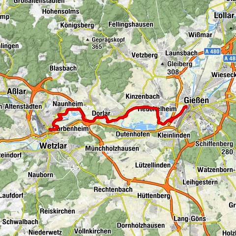 Lahnradweg 4. Etappe flussaufwärts Wetzlar - Gießen