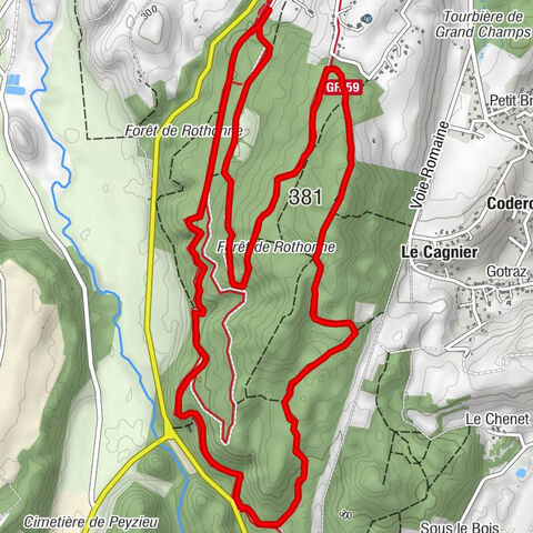 Wanderstrecken im Rothonne-Wald