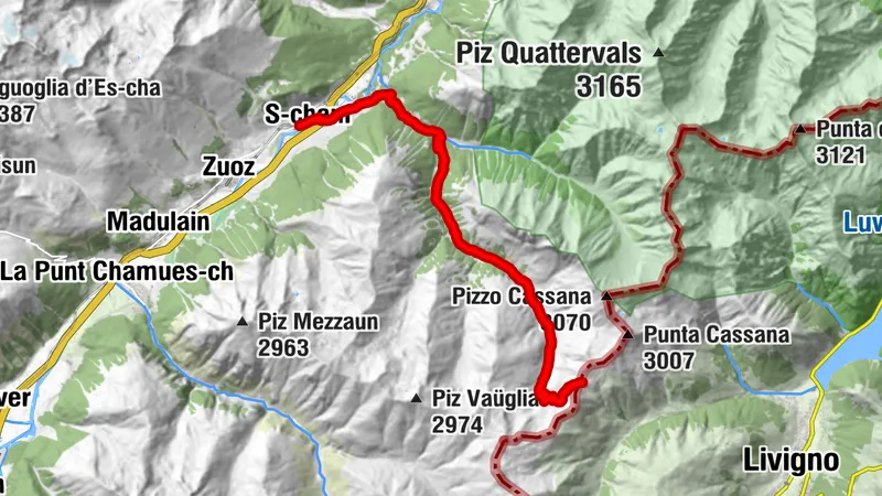 S-chanf - Pass Chaschauna - S-chanf (signalisierte E-Mountainbike Tour B)