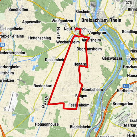 Radstrecke: BL412 Natur und UNESCO-Weltkulturerbe. Von Neuf-Brisach nach Fessenheim