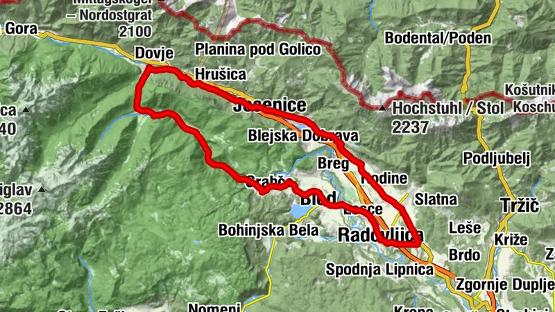 Radovljica – Bled – Radovna – Mojstrana – Slowenischer Javornik – Žirovnica – Spodnji Otok – Radovljica
