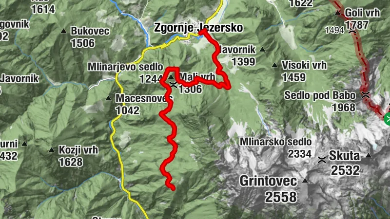 Radtour Zgornje Jezersko - Aussichtspunkt unter Mali vrh - Zgornje Jezersko