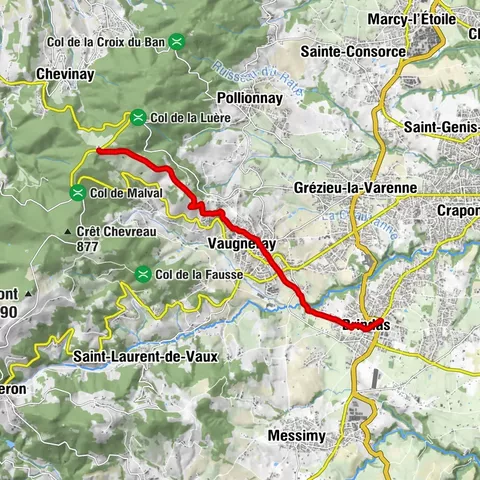 Chemin de Montaigne - Etappe 3 - Brindas > Saint-Bonnet-le-Froid