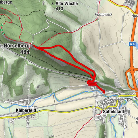 Sättelstädt - Weinstube Sättelstädt - Großer Hörselberg - Berggasthaus Großer Hörselberg