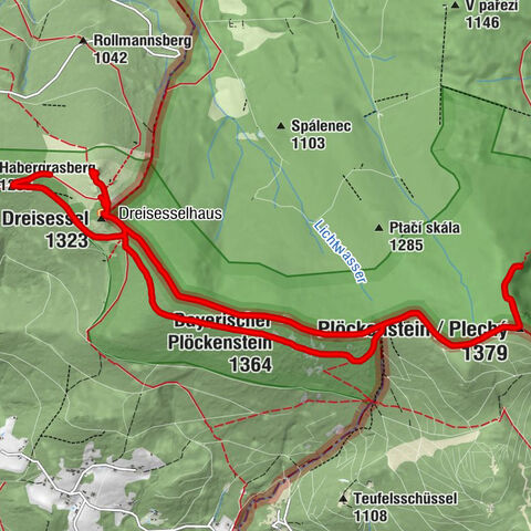 Nová Pec - Plöckenstein - Bayerischer Plöckenstein - Frauenberger und Duschlberger Wald