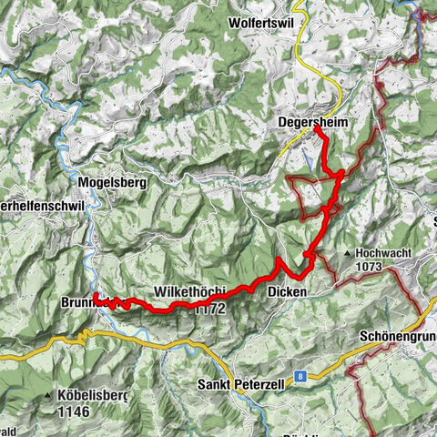 Wanderung über den Wilket-Gratweg von Brunnadern nach Degersheim