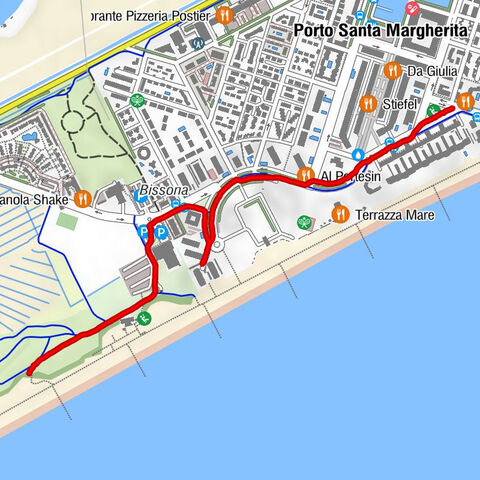 Porto santa Margherita weg zum Park RDW Italien