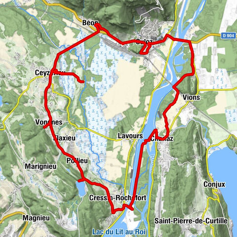 Fahrradrunde: Marais de Lavours und Weingüter des Bugey