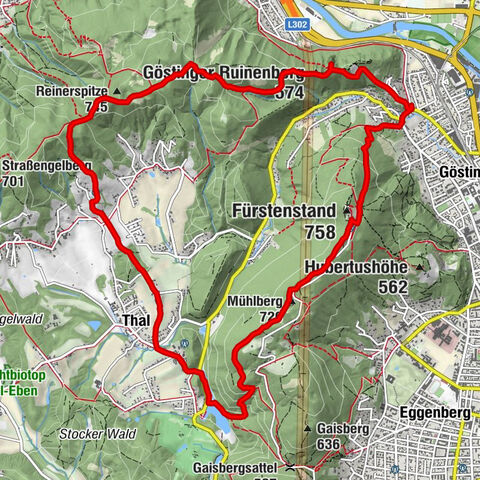 (Ruine) Gösting - Thalersee - Plabutsch (Fürstenstand) - Rundweg