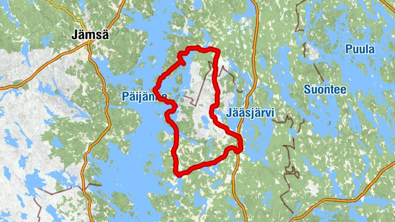 Retkipyöräreitti Sysmä - Luhanka - Tammijärvi - Hartola - Sysmä