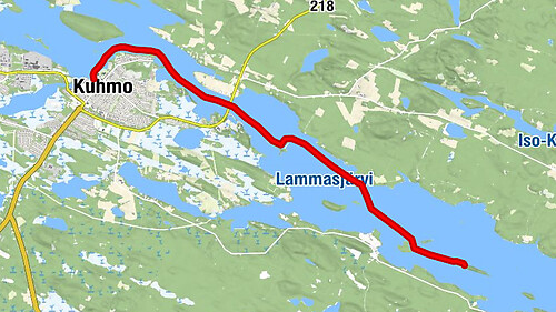 Canoe route to Honkinen island in Lammasjärvi, 12/24 km, Kuhmo
