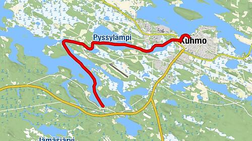 Canoeing route through Pajakkakoski rapids to Jämäslahti, Kuhmo