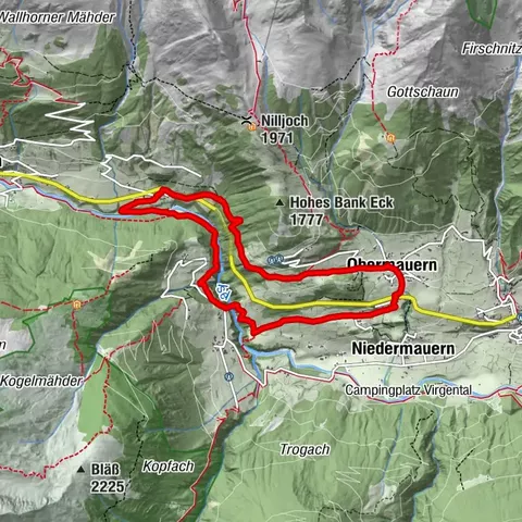 Rundwanderung Hängebrücke Iselschlucht über Hohe Bank