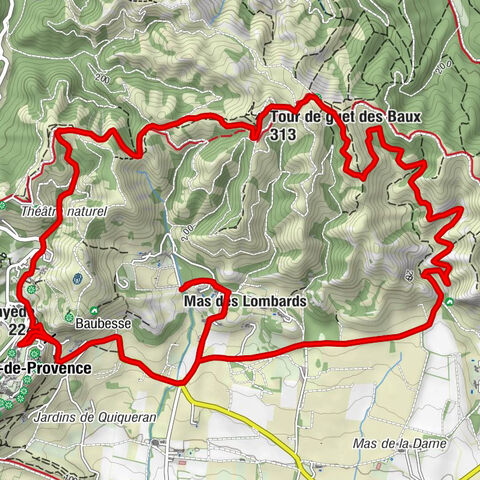 Les Baux-de-Provence - Tour de guet des Baux - Mas des Lombards - Col de la Vayède