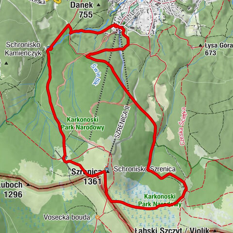 Szklarska Poręba - Schronisko Kamieńczyk - Schronisko PTTK na Hali Szrenickiej - Szrenica