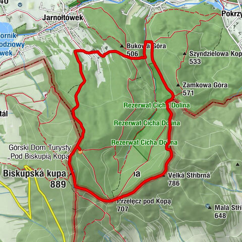 Bolkowice - Biskupská kupa - Przełęcz pod Kopą - Velká Stříbrná