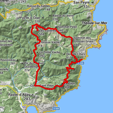 Le Trayas - Sommet des Grosses Grues - Les Suvières - Pic du Cap Roux