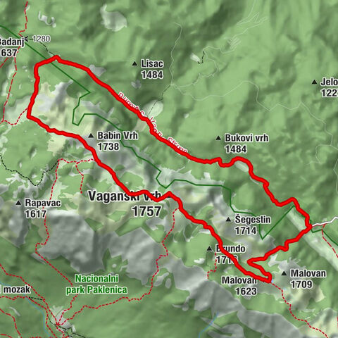 Kukljić - Malovan - Vaganski vrh - Marasovac