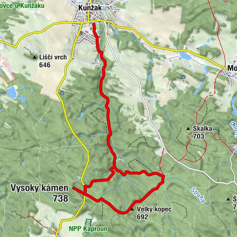 Kunžak - Velký kopec - Vysoký kámen