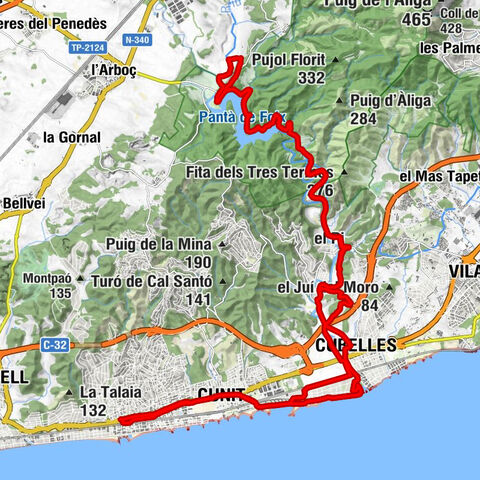 Segur de Calafell Platja - Pantà de Foix - Ermita de Sant Pere - Cunit