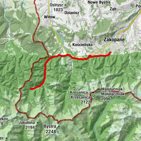 Zakopane - Kaplica pw. Matki Boskiej Gietrzwałdzkiej w Kirach - Między Ściany - Schronisko PTTK na Polanie Chochołowskiej