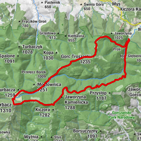Lubomierz - Turbacz - Jaworzyna Kamienicka - Zasadne