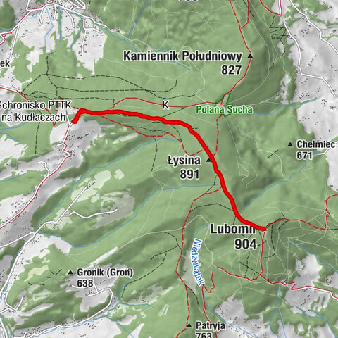 Schronisko PTTK na Kudłaczach - Łysina - Trzy Kopce - Lubomir
