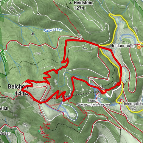 Von der Talstation der Belchenseilbahn auf dem Belchensteig zum Belchenhaus und über den Gipfel und die Krinne zurück zum Ausgangspunkt