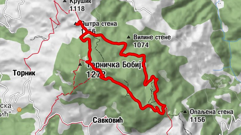 Планинарски дом Бобија - Оштра стена - Торничка Бобија - Црни врх