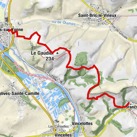 Champs-sur-Yonne - Le Gaudier - Col de Crémant - Irancy