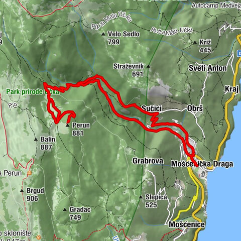 Mošćenička Draga - Sveti Anton - Sučići - Perun
