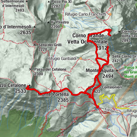 Chiesetta della Madonna della Neve - Corno Grande - Vetta Occidentale - Picco Confalonieri - Pizzo Cefalone