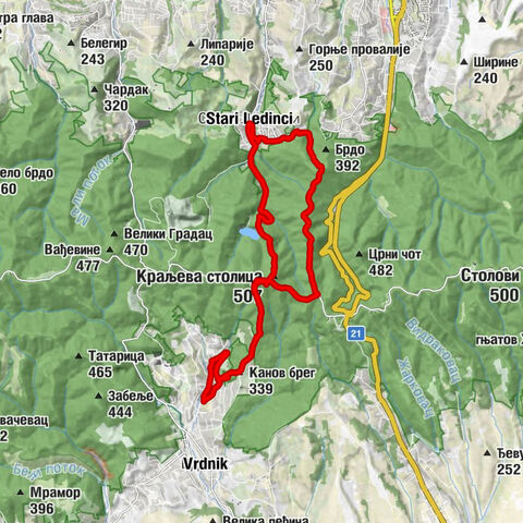 Врдник - Зелени камен - Краљева столица - Лединачки Црни чот
