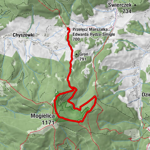 Przełęcz Marszałka Edwarda Rydza-Śmigłego - Do Sarysza - Mogielica