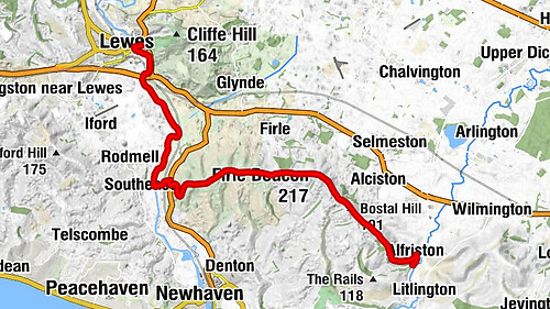 St Thomas à Becket - Beddingham Hill - Firle Beacon - Alfriston
