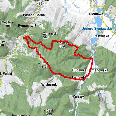 Rudawka Rymanowska - Kacanki - Kopiec - Żabia