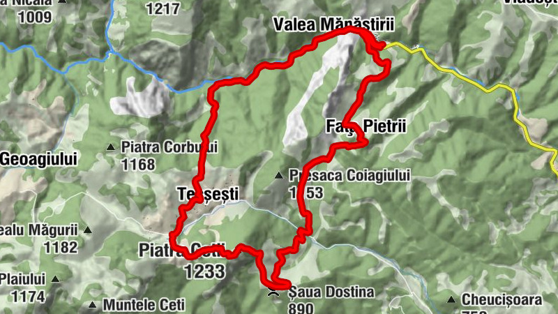 Biserica mică - Mănăstirea Râmeț - Șaua Dostina - Piatra Cetii