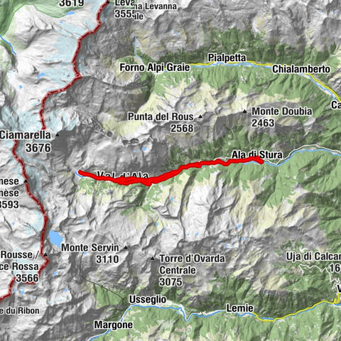 ALA DI STURA Weg AL-BA bis zum Pian della Mussa