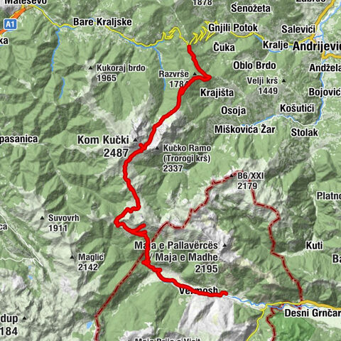 Prevoj Trešnjevik - Ćafa od Carina (Provuša) - Crkva svetog Ilije - Kelmend